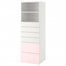 Стелаж IKEA SMASTAD / PLATSA білий блідо-рожевий 60x57x181 см (493.880.71)