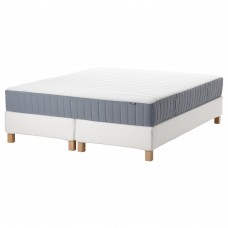 Континентальне ліжко IKEA ESPEVAR/VALEVAG білий середньо твердий матрац світло-блакитний 160x200 см (493.895.70)
