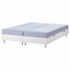 Континентальне ліжко IKEA ESPEVAR/VADSO білий твердий матрац світло-блакитний 180x200 см (493.898.72)