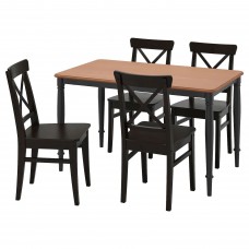 Стіл і 4 стільці IKEA DANDERYD / INGOLF коричнево-чорний чорний 130x80 см (493.925.39)