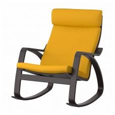 Крісло-гойдалка IKEA POANG чорно-коричневий жовтий (493.958.49)