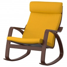 Крісло-гойдалка IKEA POANG коричневий жовтий (493.958.54)