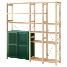 3 секції системи зберігання IKEA IVAR сосна зелена сітка 178x30x179 см (494.013.79)