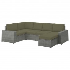Модульний кутовий 4-місний диван IKEA SOLLERON темно-бежево-зелений (494.137.06)