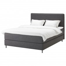 Континентальне ліжко IKEA DUNVIK матрац VALEVAG темно-сірий 140x200 см (494.197.51)
