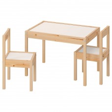 Стол детский с 2 стульями IKEA LATT белый сосна (501.784.11)