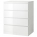 Комод з 4 шухлядами IKEA MALM білий 80x100 см (504.240.54)