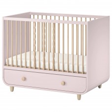 Кроватка детская с ящиком IKEA MYLLRA бледно-розовый 60x120 см (504.626.11)