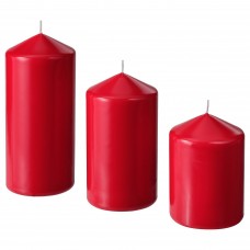 Беззапахова формова свічка IKEA FENOMEN 3 шт. червоний (504.664.83)