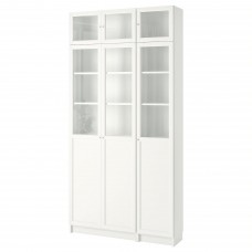 Стелаж для книг IKEA BILLY / OXBERG білий скло 120x30x237 см (592.177.24)