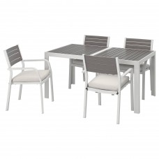 Стол и 4 кресла IKEA SJALLAND темно-серый бежевый 156x90 см (592.654.99)