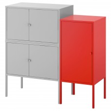 Комбінація шаф IKEA LIXHULT сірий червоний 95x35x92 см (592.791.80)