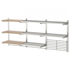 Комбинация навесных кухонных полок IKEA KUNGSFORS нержавеющая сталь ясеневый шпон (592.848.79)