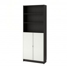Шкаф-витрина IKEA BILLY / MORLIDEN черно-коричневый 80x30x202 см (592.920.25)