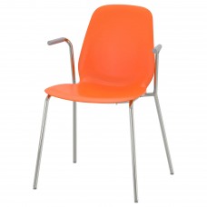 Стілець із підлокітниками IKEA LEIFARNE оранжевий хромований (593.041.70)