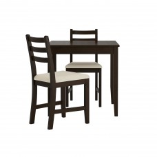 Стіл і 2 стільці IKEA LERHAMN чорно-коричневий бежевий 74x74 см (593.062.68)