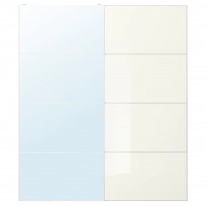 Пара раздвижных дверей IKEA AULI / FARVIK зеркальное стекло белое стекло 200x236 см (593.111.80)
