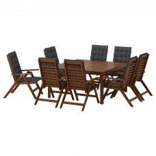 Стіл і 8 крісел IKEA APPLARO коричневий чорний (593.249.03)