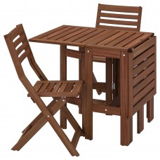 Стіл і 2 розкладних крісла IKEA APPLARO сад балкон коричневий (593.265.39)