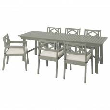 Стіл і 6 крісел з підлокітниками IKEA BONDHOLMEN сад балкон сірий бежевий (593.286.37)