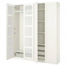 Гардероб IKEA PAX / BERGSBO білий матове скло 200x38x236 см (593.288.97)