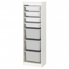 Комбінація стелажу IKEA TROFAST білий білий сірий 46x30x145 см (593.294.20)