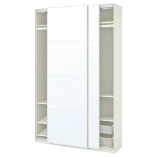 Гардероб IKEA PAX / AULI білий дзеркальне скло 150x44x236 см (593.301.12)