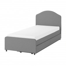 Ліжко з м'якою оббивкою IKEA HAUGA сірий 90x200 см (593.365.95)