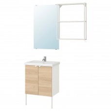 Набір меблів для ванної IKEA ENHET / TVALLEN під дуб білий 64x43x87 см (593.375.85)