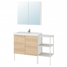 Комплект мебели для ванной IKEA ENHET / TVALLEN под дуб белый 122x43x87 см (593.383.49)