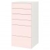 Комод з 6 шухлядами IKEA SMASTAD / PLATSA білий блідо-рожевий 60x57x123 см (593.876.79)