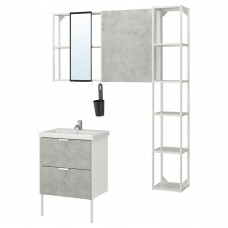 Комплект мебели для ванной IKEA ENHET / TVALLEN под бетон белый 64x43x87 см (593.883.44)