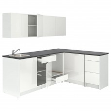 Кутова кухня IKEA KNOXHULT глянцевий білий 243x164x220 см (593.884.00)