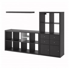 Комбинация шкафов и стелажей IKEA KALLAX / LACK черно-коричневый 224x39x147 см (593.987.29)