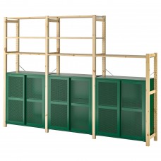 3 секції системи зберігання IKEA IVAR сосна зелена сітка 259x30x179 см (594.013.88)