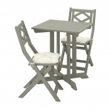 Стіл і 2 розкладних крісла IKEA BONDHOLMEN сад балкон сірий бежевий (594.129.28)