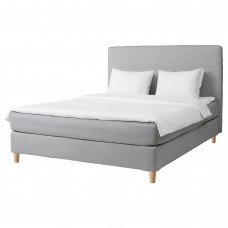 Континентальная кровать IKEA DUNVIK матраc VALEVAG светло-серый (594.195.38)
