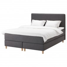 Континентальне ліжко IKEA DUNVIK матрац VALEVAG темно-сірий 180x200 см (594.197.98)