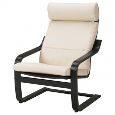 Крісло IKEA POANG чорно-коричневий світло-бежевий (598.305.86)
