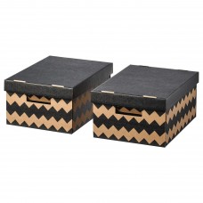 Коробка з кришкою IKEA PINGLA чорний натуральний 28x37x18 см (603.241.34)
