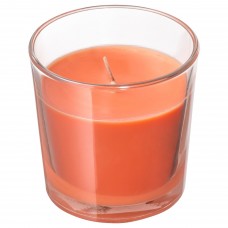 Ароматическая свеча в стакане IKEA SINNLIG персик и апельсин оранжевый 7.5 см (603.373.96)