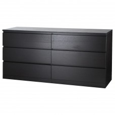 Комод з 6 шухлядами IKEA MALM чорно-коричневий 160x78 см (604.035.79)