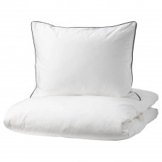 Комплект постільної білизни IKEA KUNGSBLOMMA білий сірий 200x200/50x60 см (604.230.73)