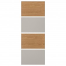 4 панелі для рами розсувних дверей IKEA MEHAMN дуб світло-сірий темно-сірий 75x201 см (604.452.54)