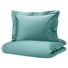 Комплект постельного белья IKEA LUKTJASMIN серо-бирюзовый 150x200/50x60 см (604.844.34)