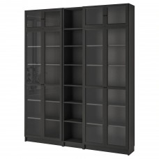 Стелаж для книг IKEA BILLY / OXBERG чорно-коричневий 200x30x237 см (690.204.73)