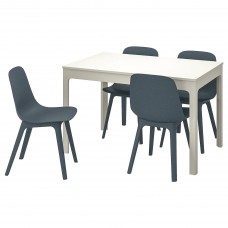 Стіл і 4 стільці IKEA EKEDALEN / ODGER білий синій 120/180 см (692.213.44)