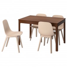 Стіл і 4 стільці IKEA EKEDALEN / ODGER коричневий білий бежевий 120/180 см (692.214.38)