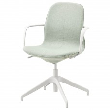 Конференц-крісло з підлокітником IKEA LANGFJALL світло-зелений білий (692.525.71)