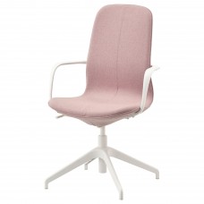 Конференц-крісло з підлокітником IKEA LANGFJALL світлий коричнево-рожевий білий (692.526.46)